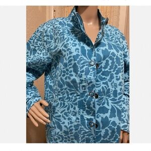 Coldwater Creek Damask Blue Medium Full Zip With Snaps Jacket New with TAG